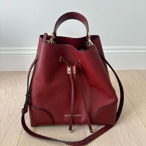 Michael Kors Red Leather Bucket Bag